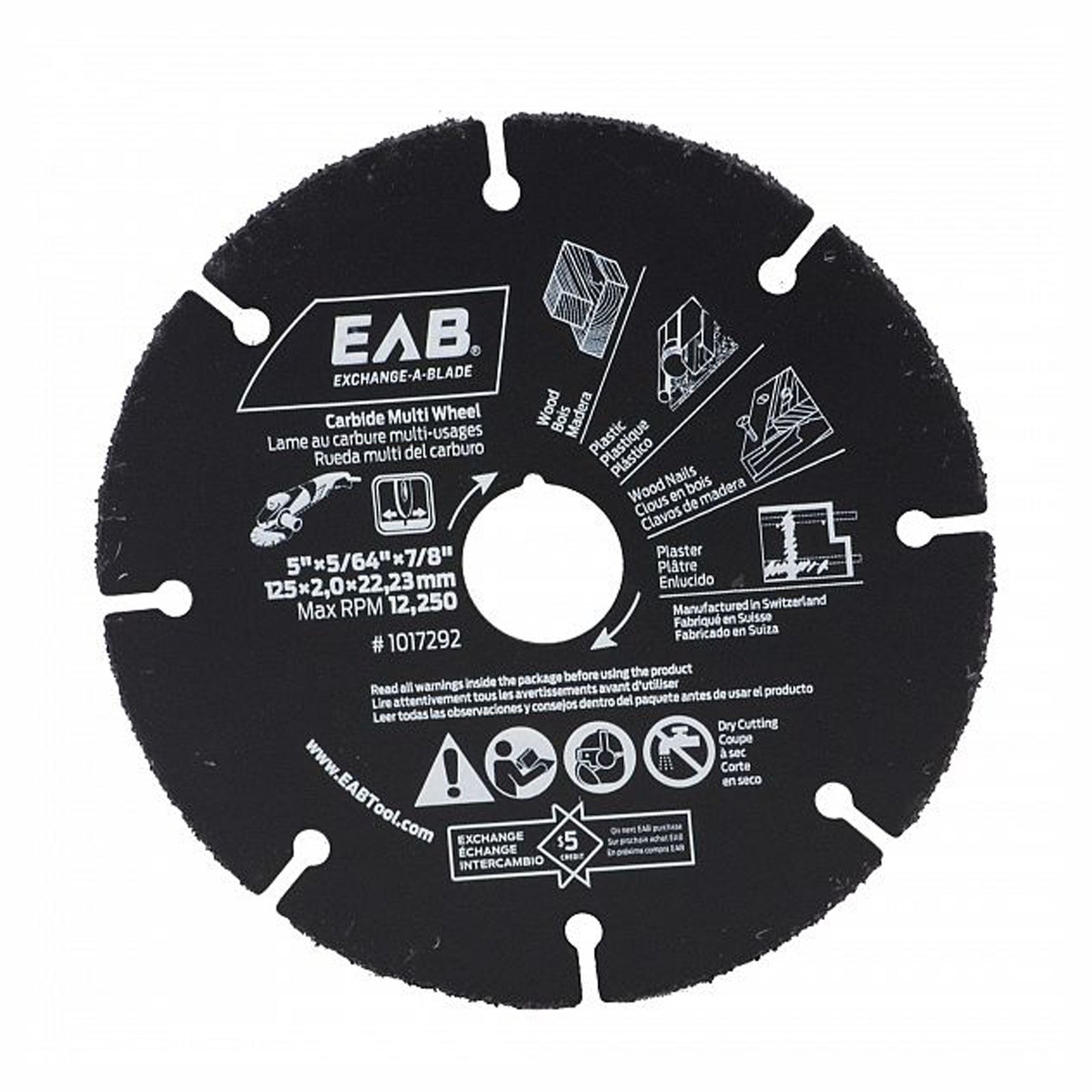 Lame de meuleuse au carbure, multi-usage, 5''