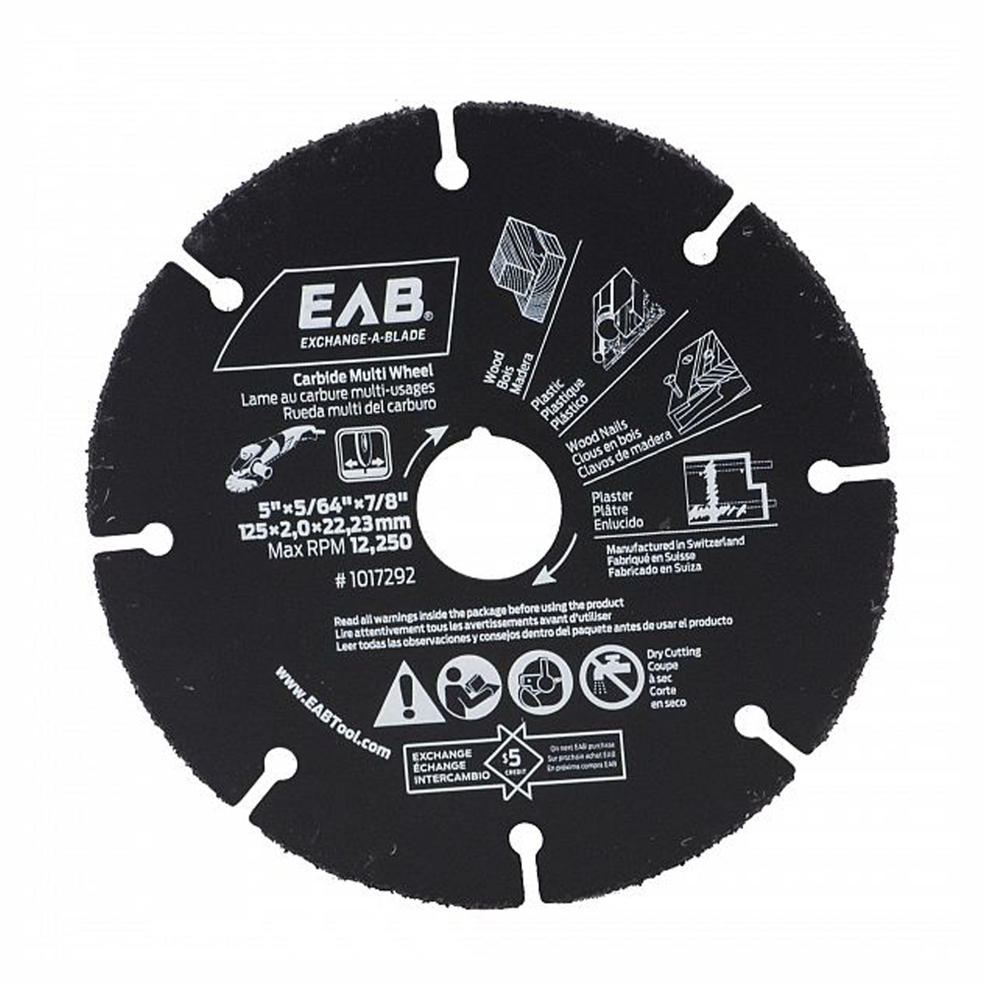 Lame de meuleuse au carbure, multi-usage, 5''