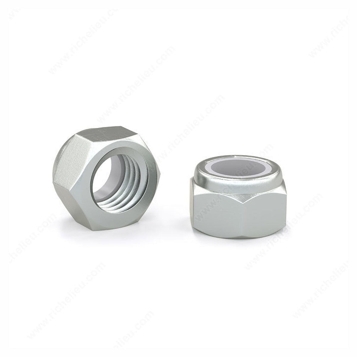 AA - Écrou de blocage hexagonal avec insertion de nylon, zinc, 1/2'' (emballage de 4)