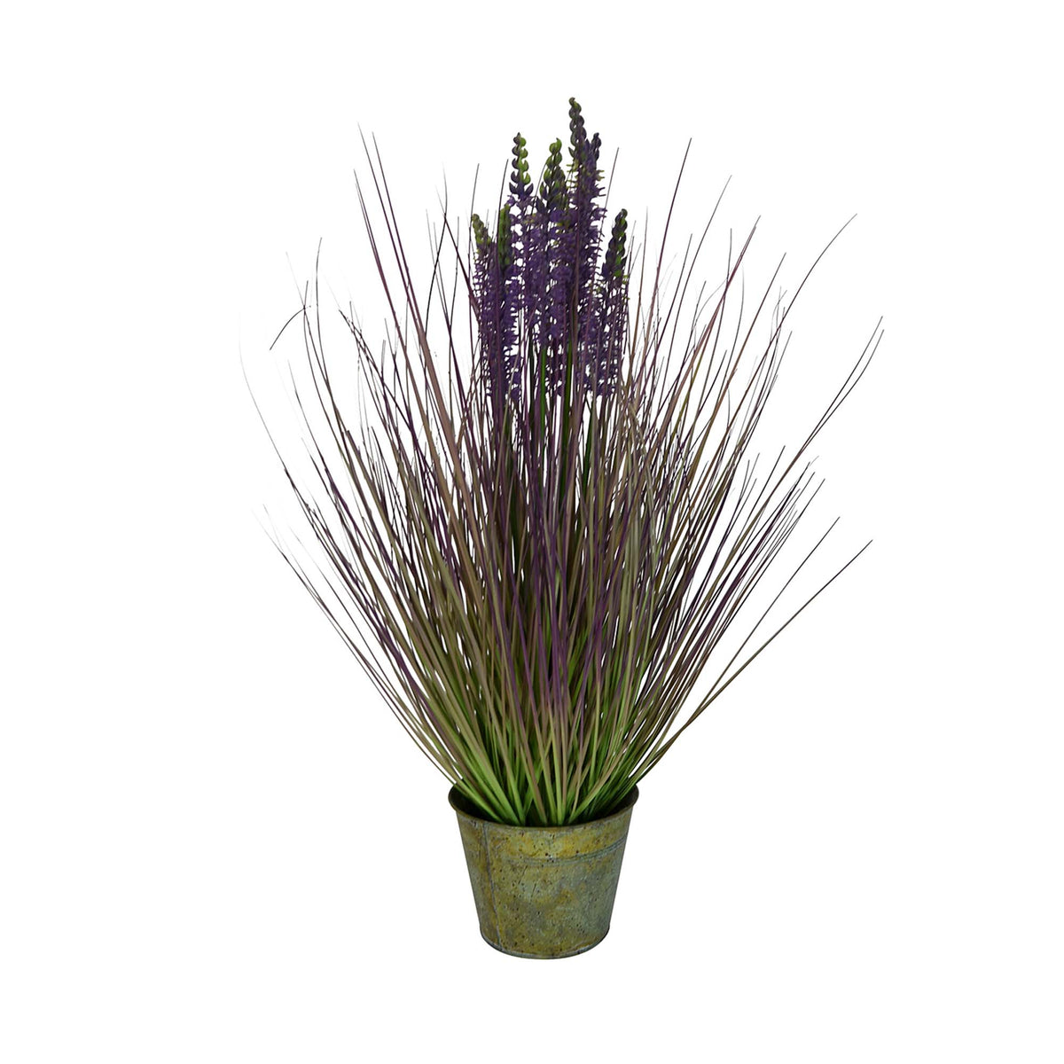 Lavande artificielle dans un pot de métal, 26''