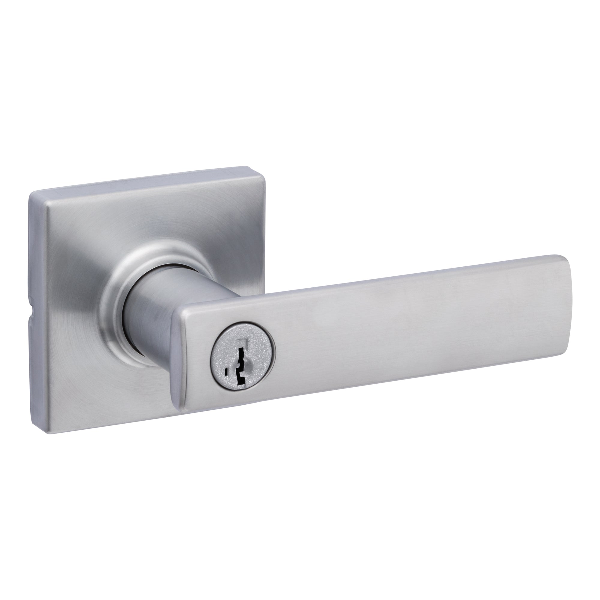 Levier d'entrée Breton avec rosette carrée, chrome satiné