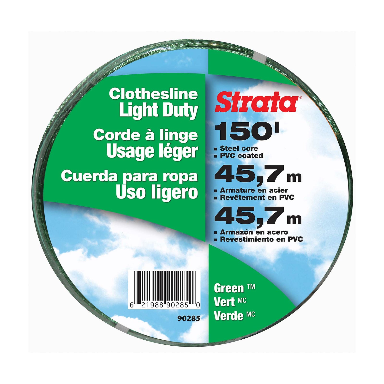 Corde à linge verte à usage léger -150'