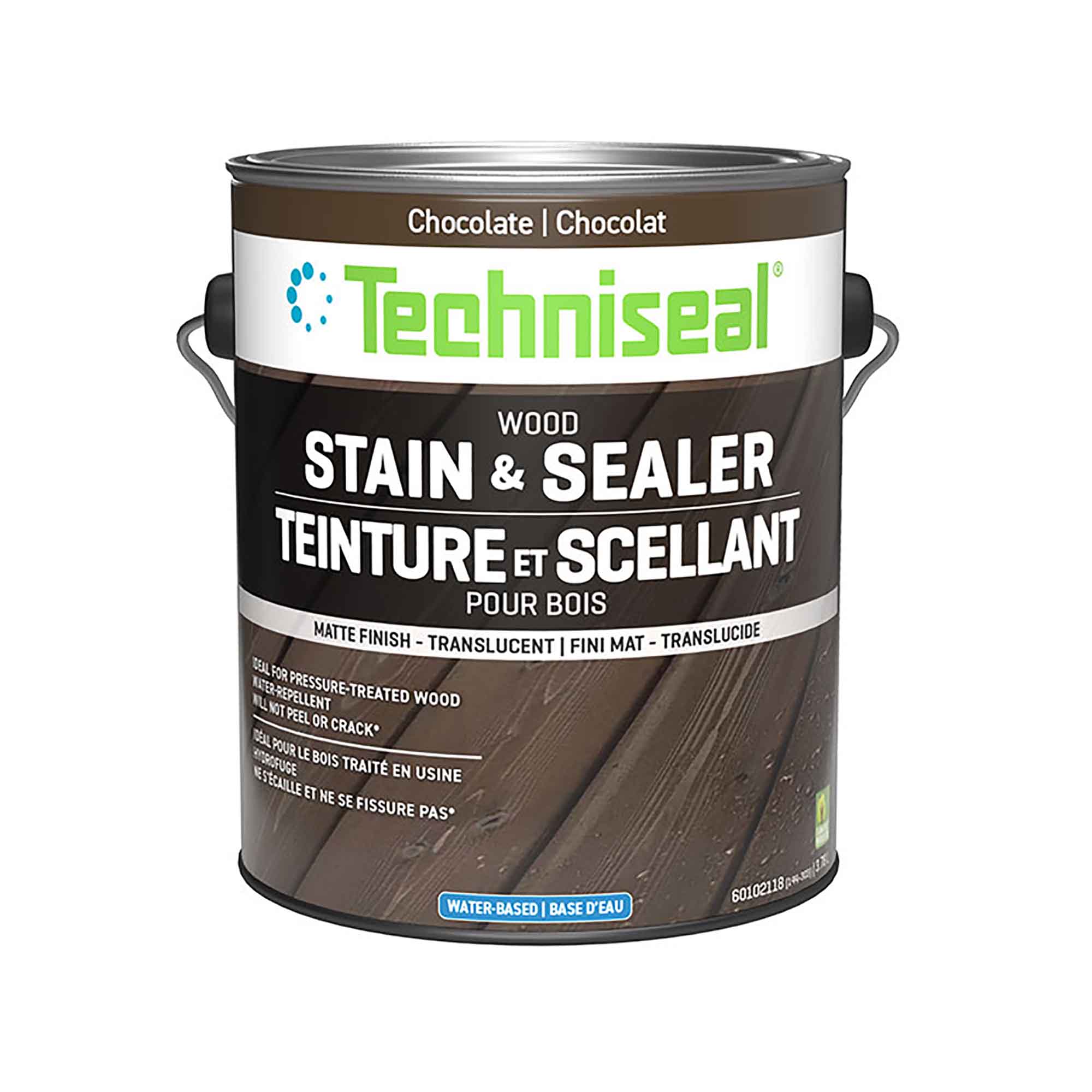 Teinture mate et scellant pour bois à base d'eau, chocolat (3,78 L)