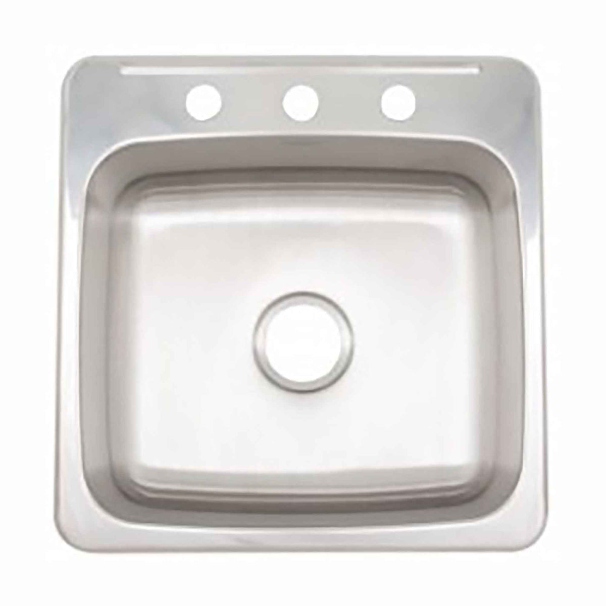 Évier simple, acier inoxydable, 3 trous, avec crépine, 20'' x 20-1/2'' x 7''