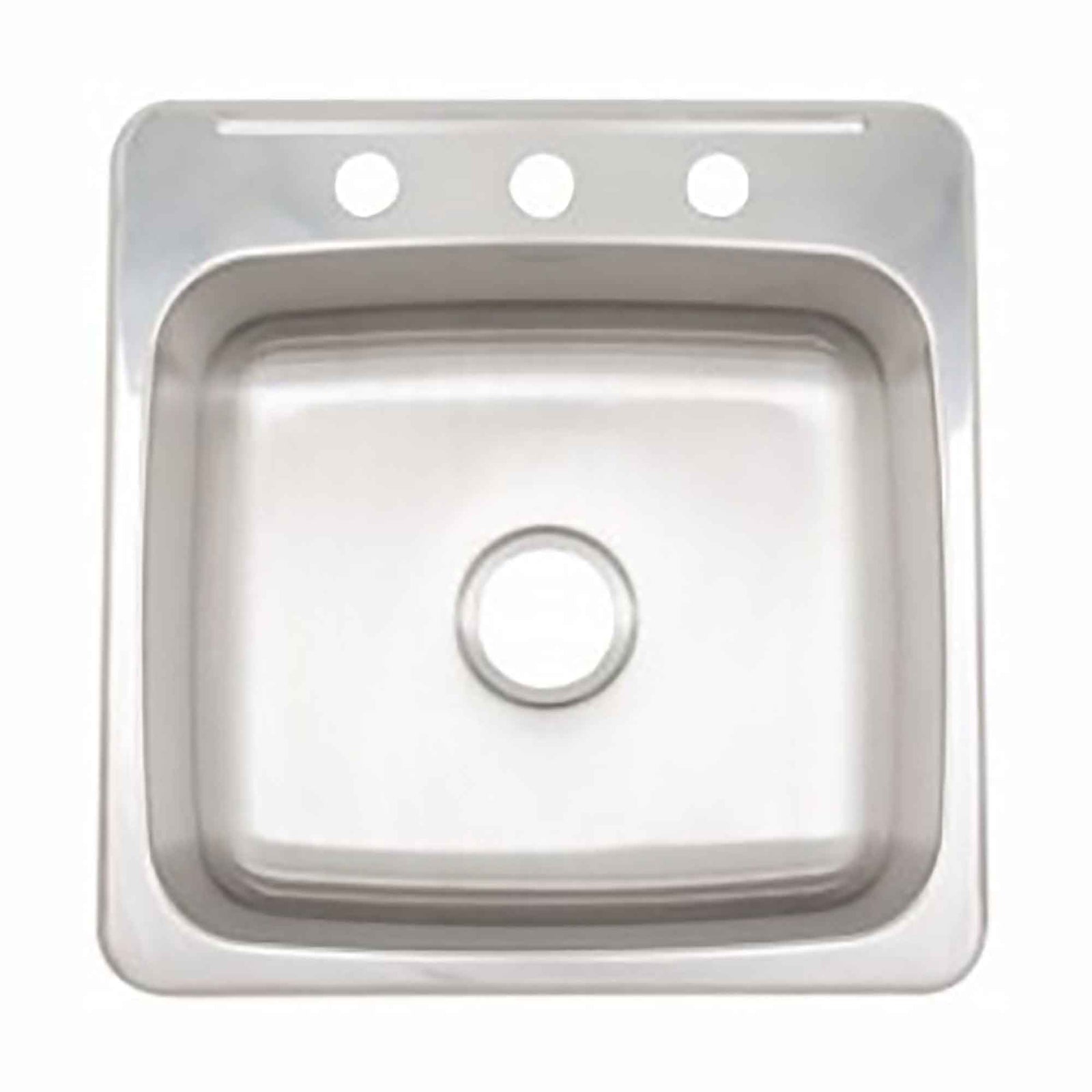 Évier simple, acier inoxydable, 3 trous, avec crépine, 20'' x 20-1/2'' x 7''