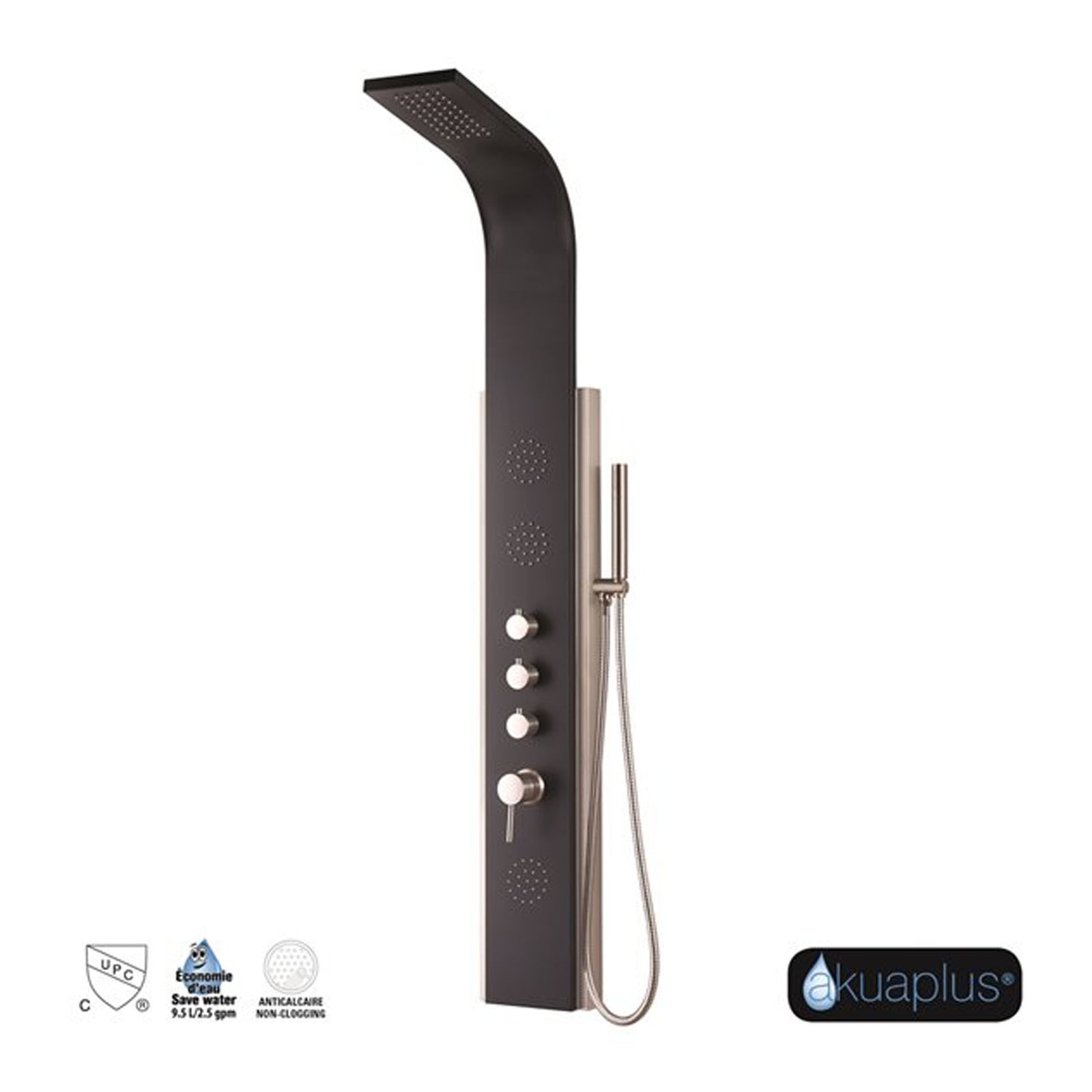 Colonne de douche Naara à 3 jets, noir et nickel