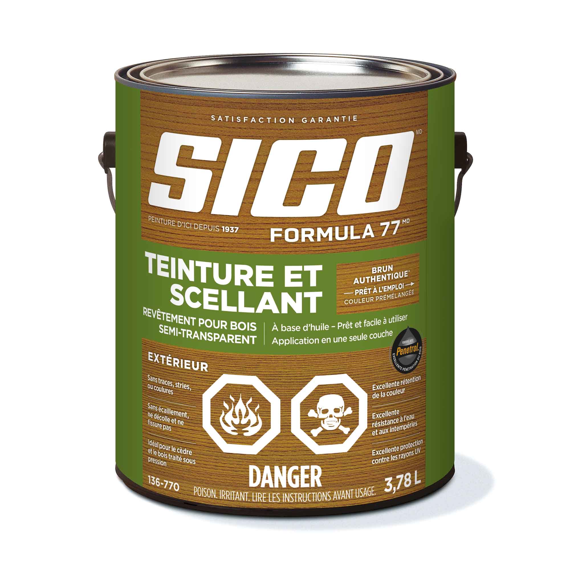 Teinture extérieure Formula 77,brun authentique, 3,78 litres