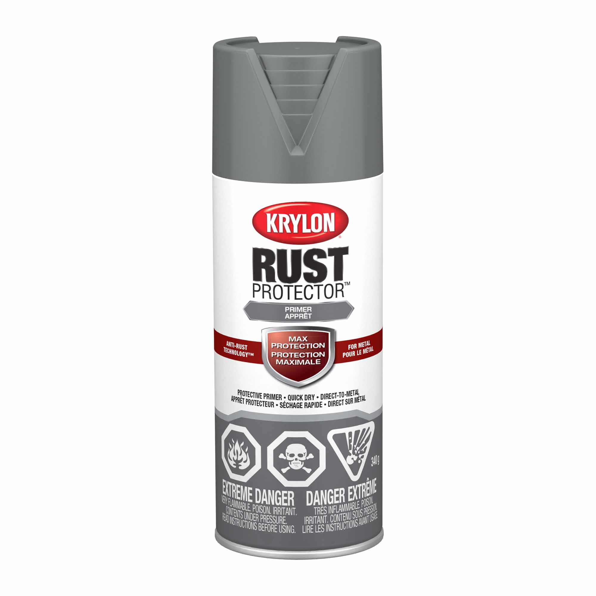 Krylon Rust Protector aérosol émail apprêt gris, 340 g