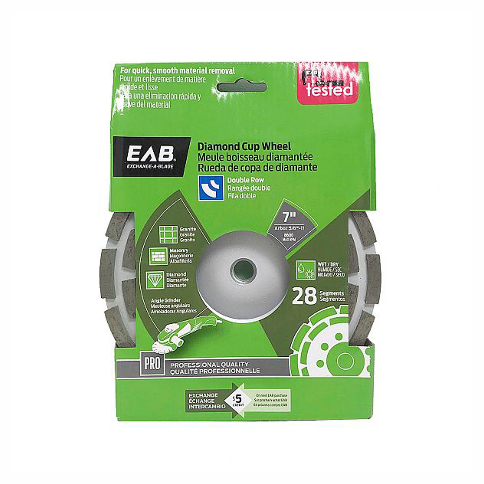 Meule boisseau abrasif double aux diamants, 7''