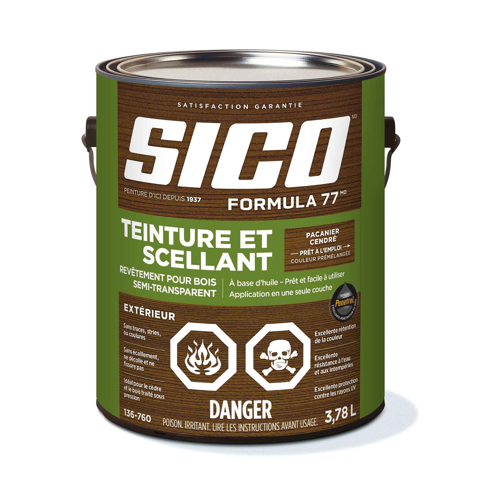 Teinture extérieure Formula 77, Pacanier cendrer, 3,78 litres