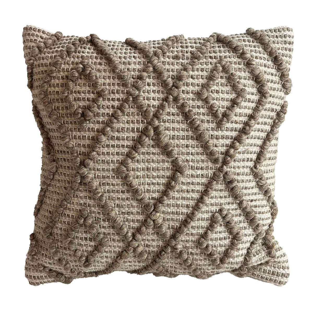 Coussin texturé à motif de losanges Terra, 18&#39;&#39; x 18&#39;&#39; (taupe)