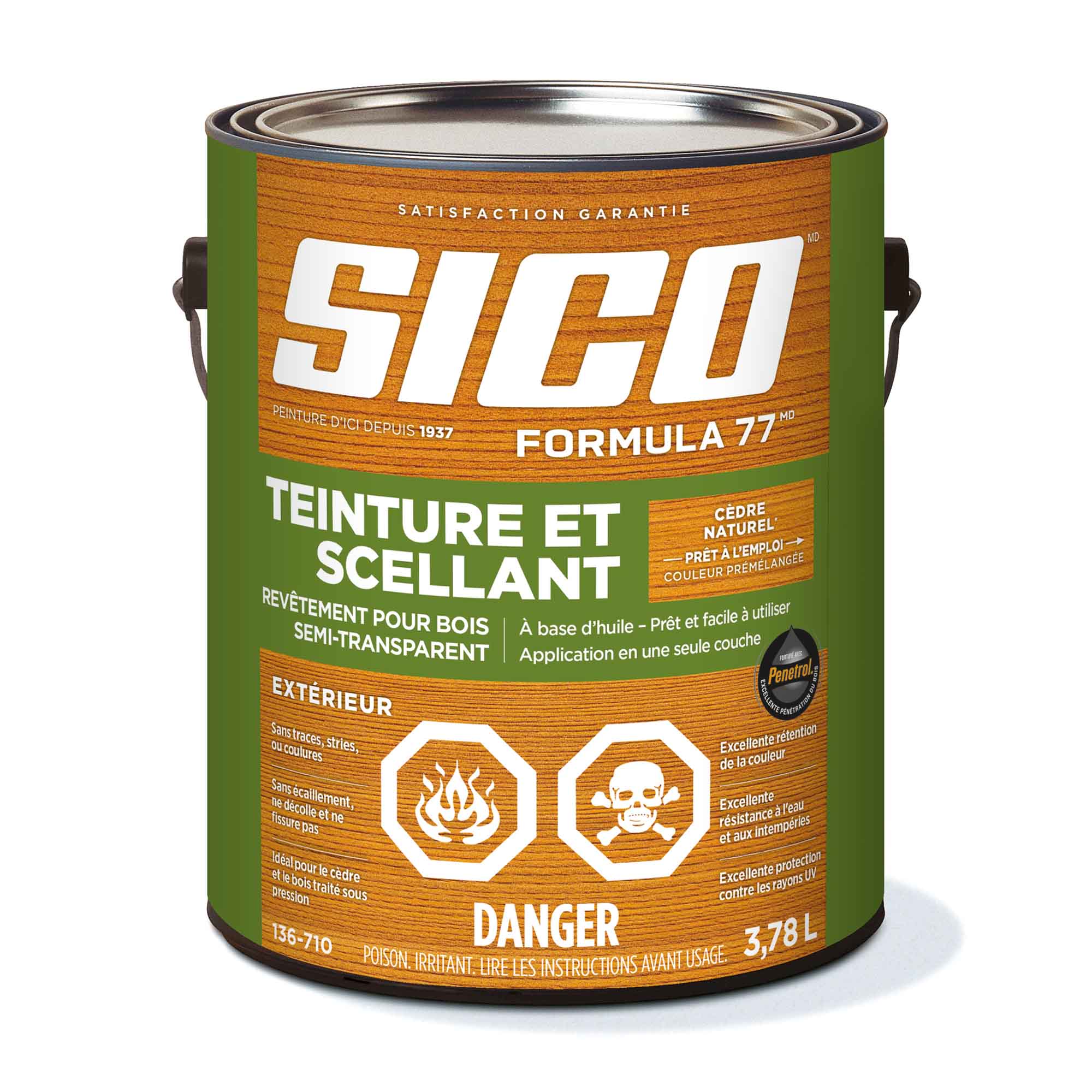 Teinture extérieure Formula 77, cèdre naturel, 3,78 litres