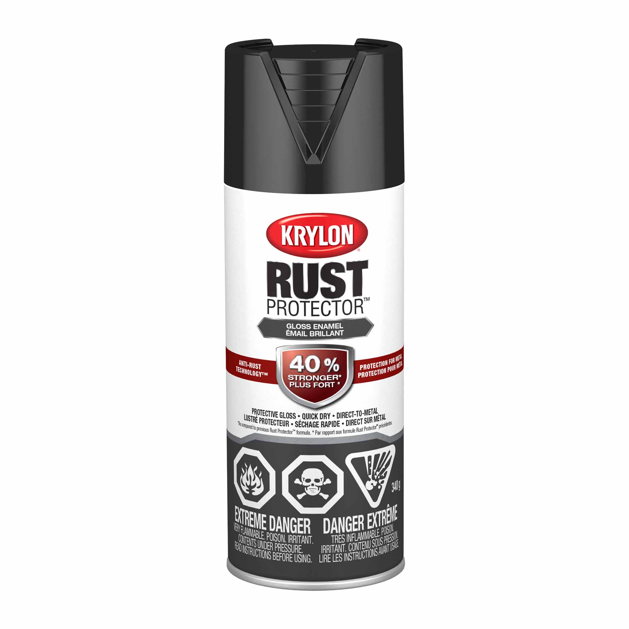 Krylon Rust Protector aérosol émail brillant noir, 340 g