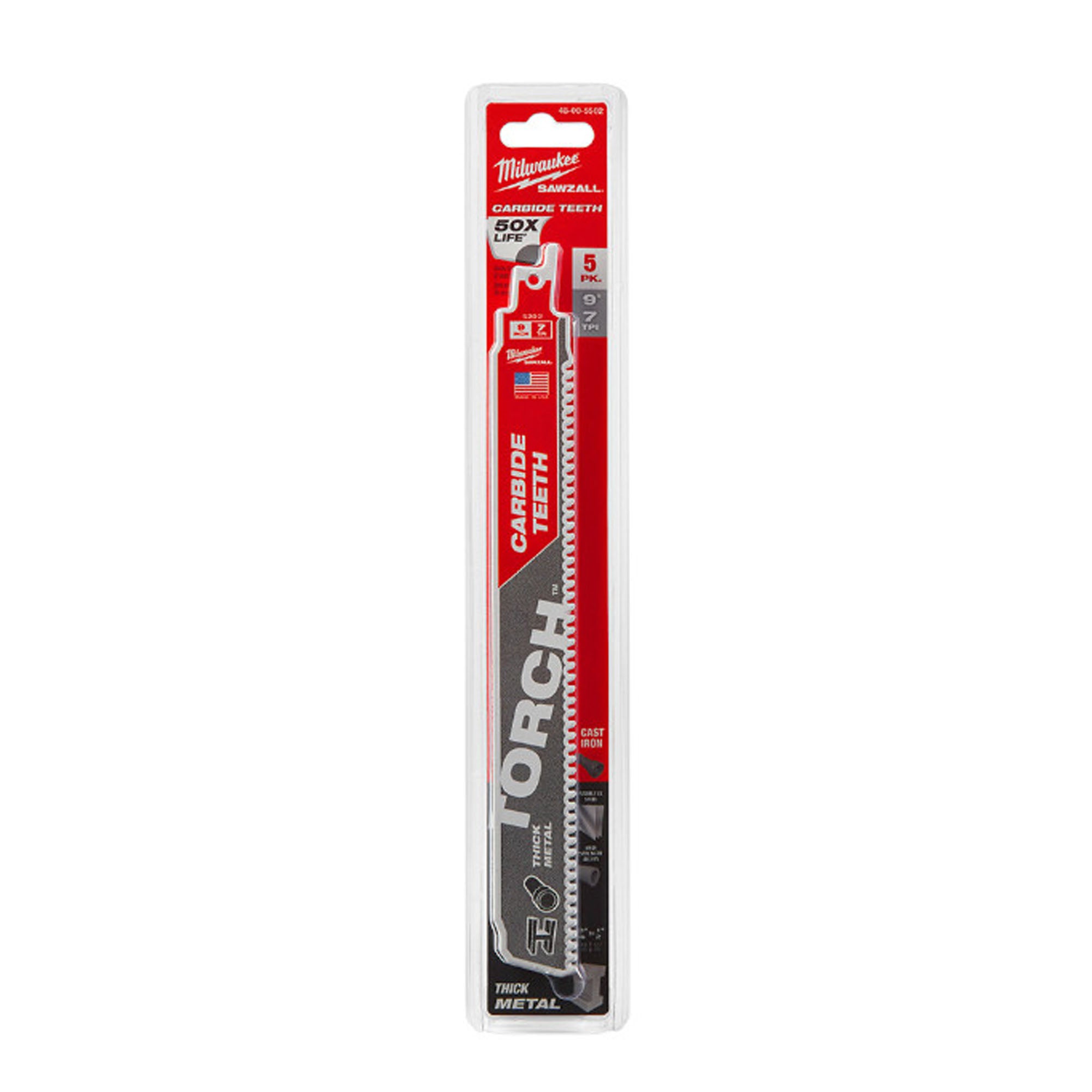 Lame de scie alternative Sawzall Torch au carbure, 9'' X 7 TPI  (emballage de 5)