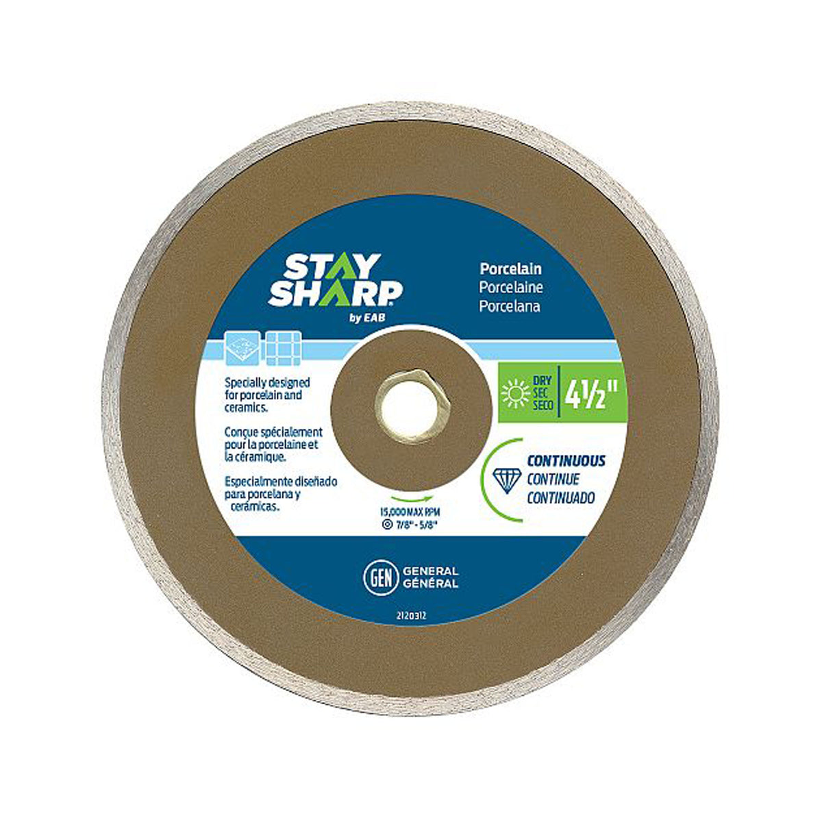 Lame diamantée continue pour porcelaine 4-1/2'' série bronze, recyclable