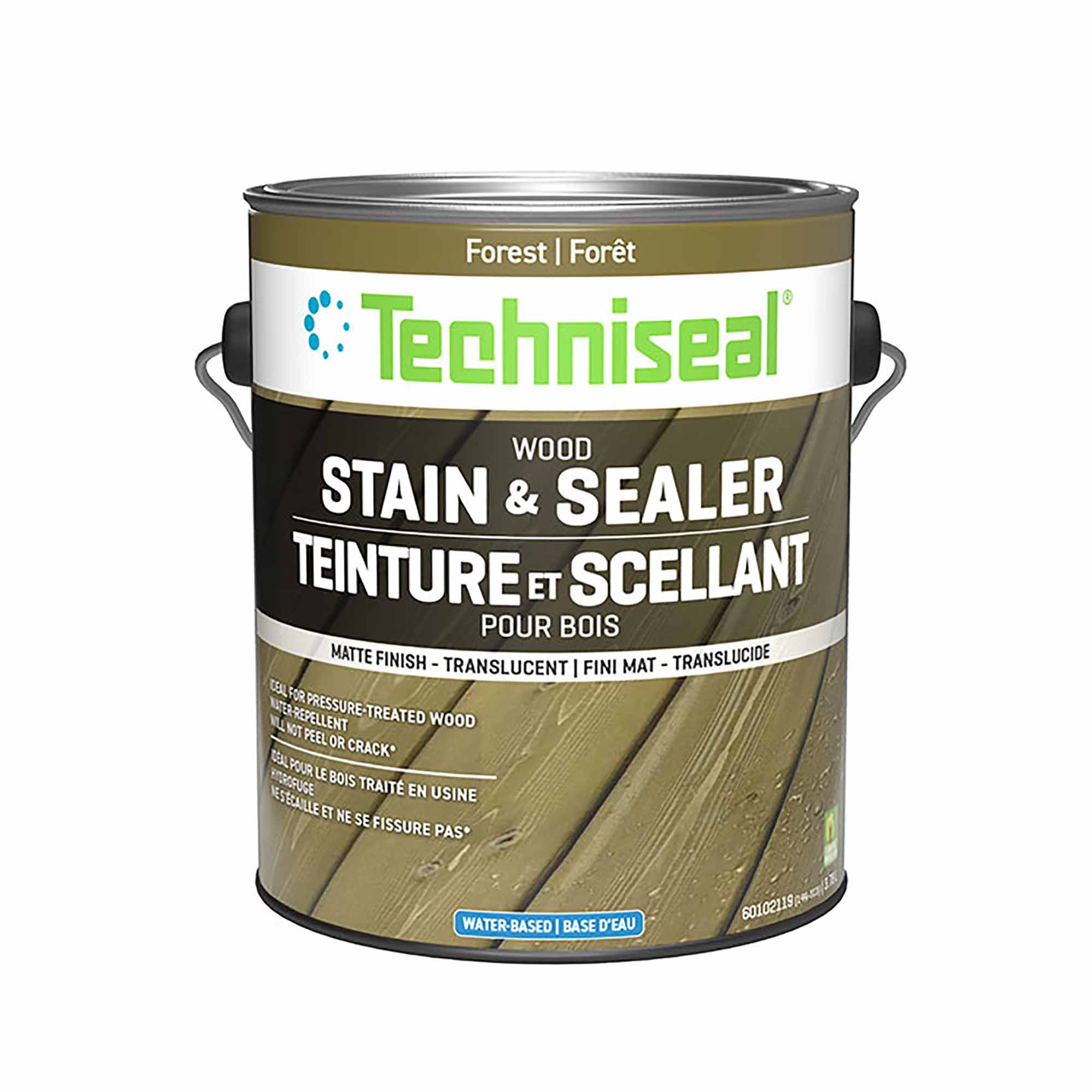 Teinture mate et scellant pour bois à base d'eau, forêt (3,78 L)