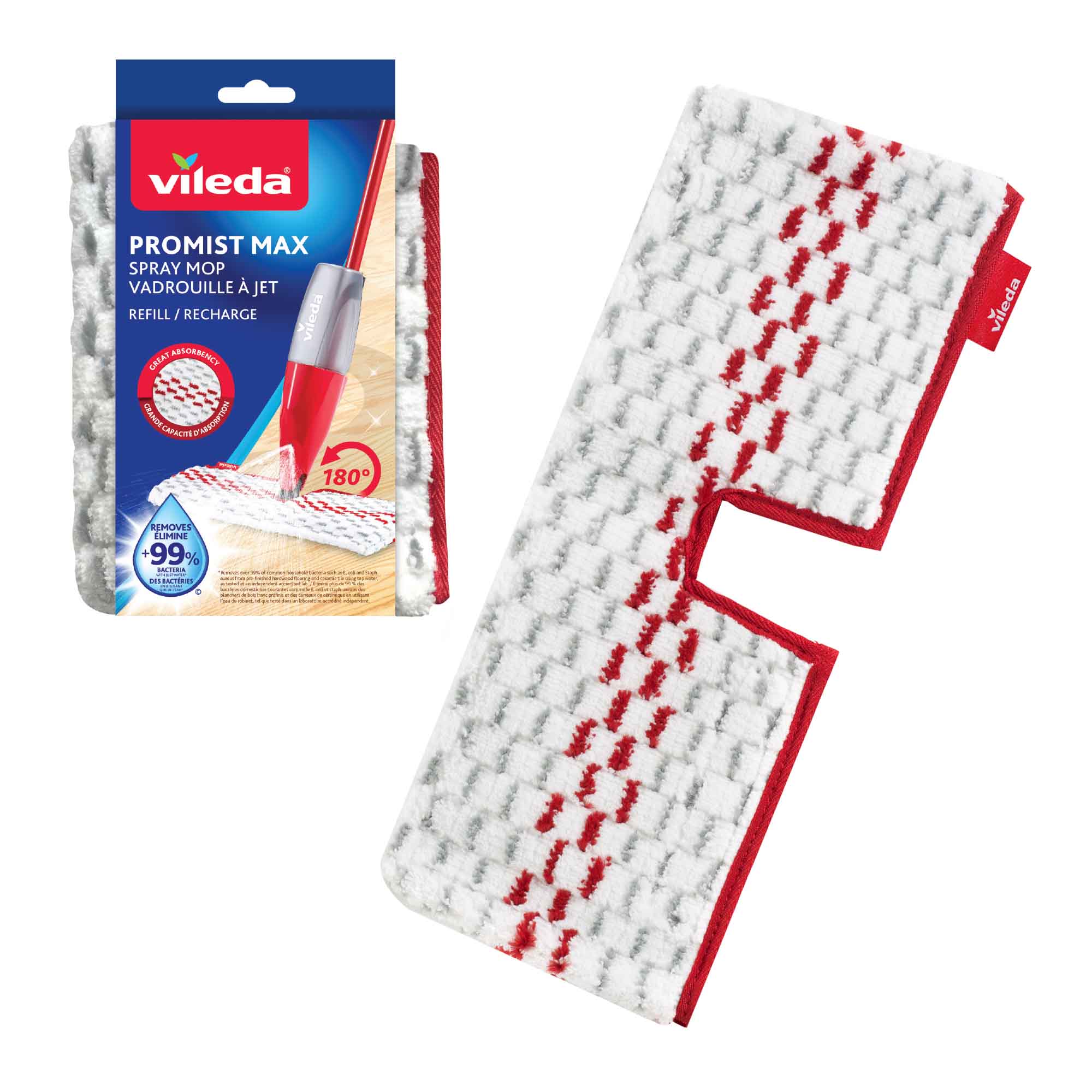 Recharge en microfibre pour vadrouille à jet ProMist MAX, rouge et blanc