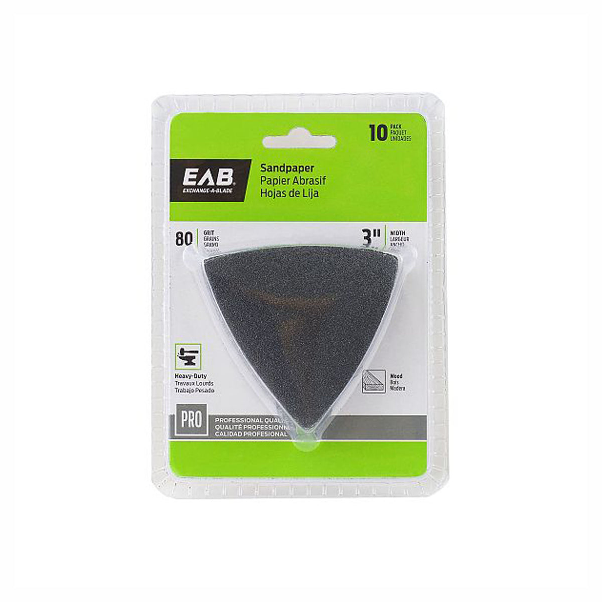 Tampon ponçage oscillant triangulaire abrasif 80 grains (emballage de 10)