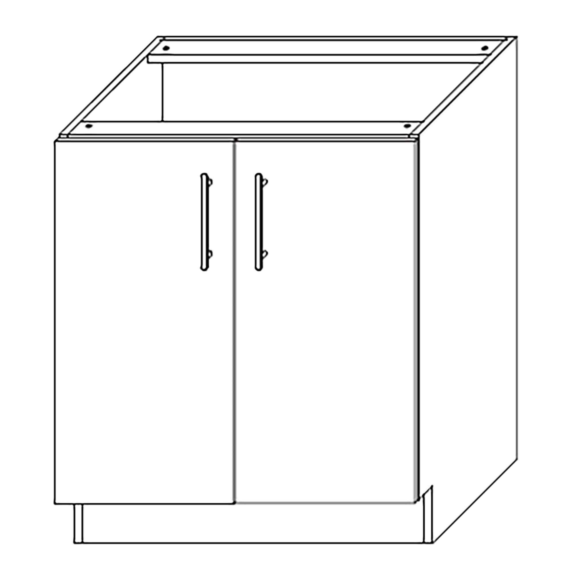 Caisson bas d'armoire 2 portes, 1 tablette, 24'', gris lustré