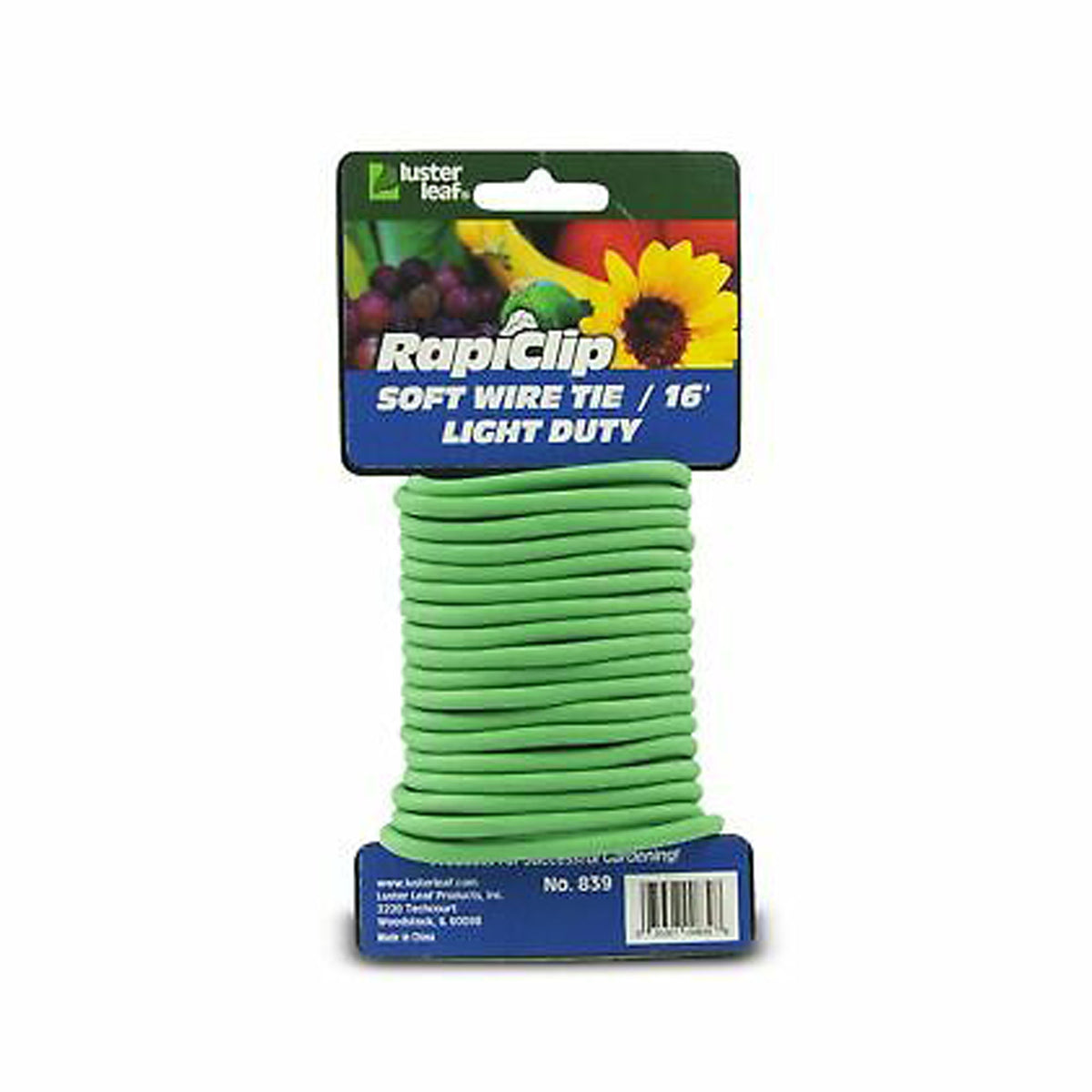 Attache en fil souple, réutilisable, vert, 16'