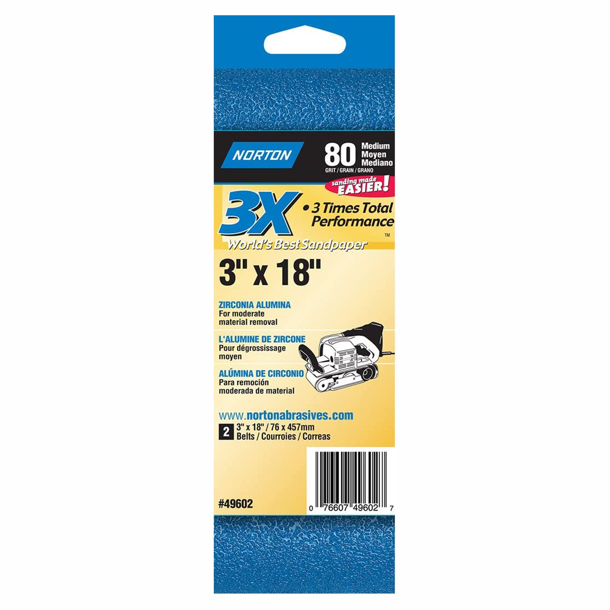 bande abrasive, 3'' x 18'', 80 gr (emballage de 2)