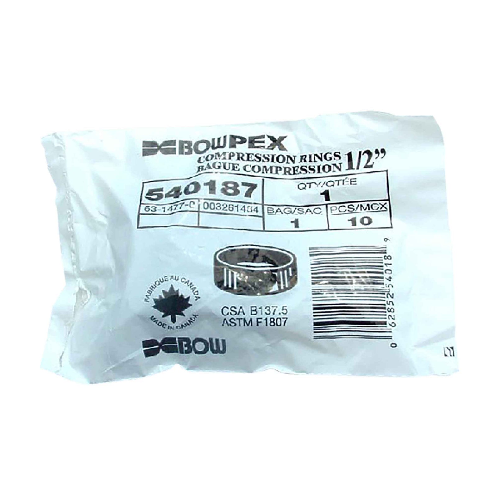 Bagues de compression PEX en cuivre de 1/2", 10 unités