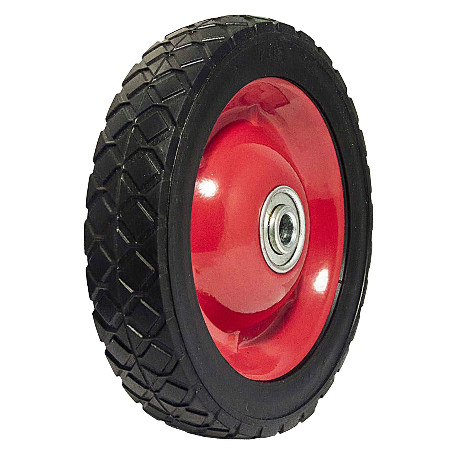 Roue en acier pour brouette de jardin rouge, 1-1/2'' x 7''