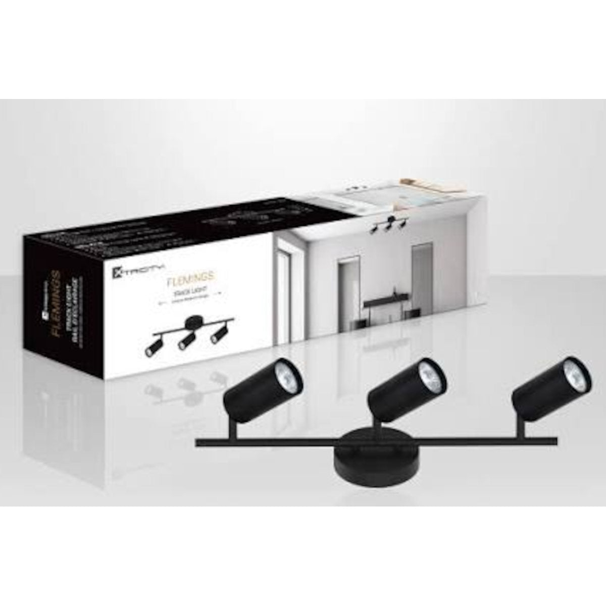 Rail D'Eclairage Directionel Flemings, 3 Tetes, Noir