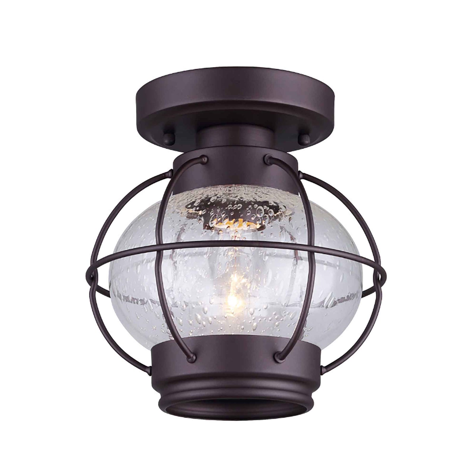 Luminaire encastré en verre grainé bronze huilé, 1 lumière