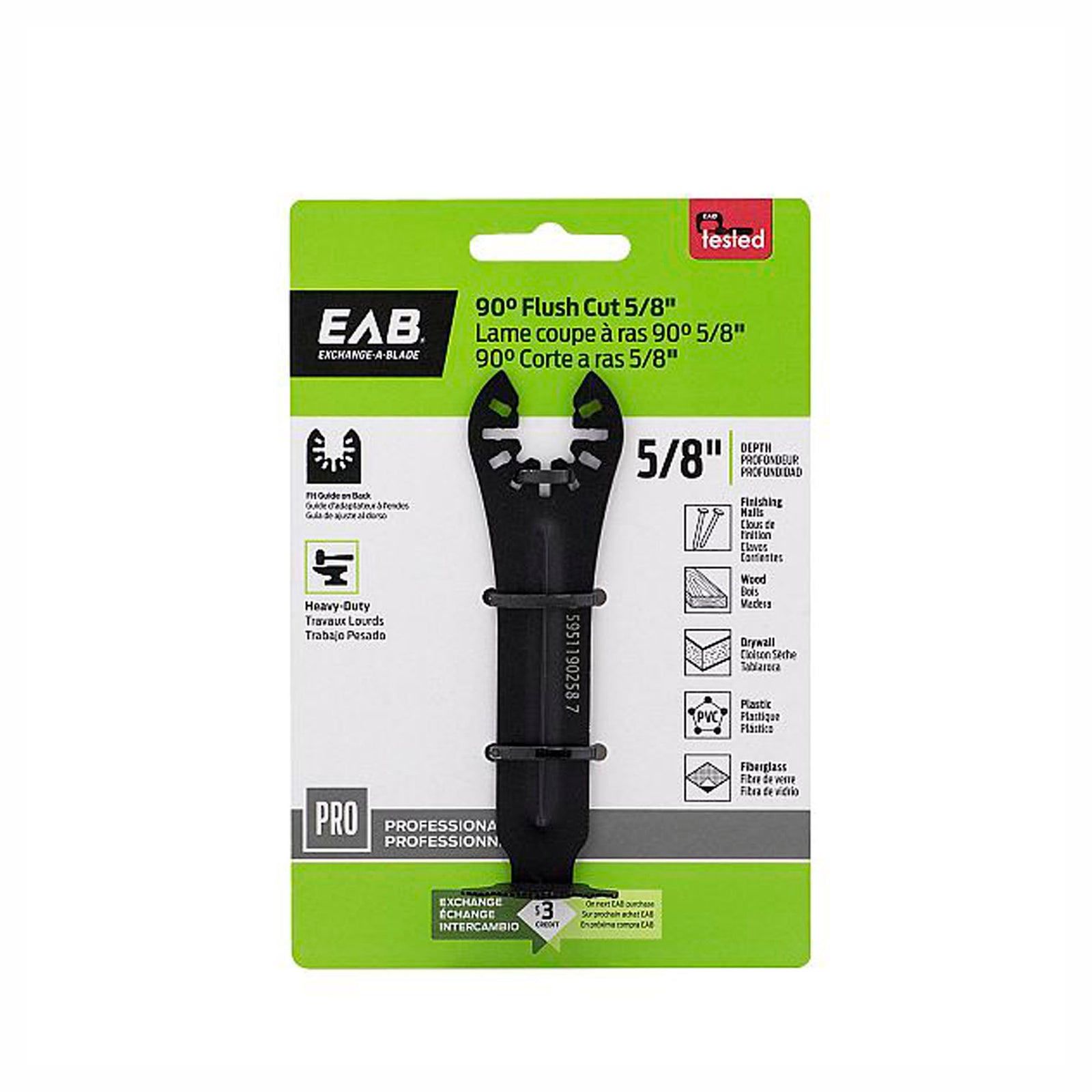 Lame de scie oscillante, coupe à ras 90 degrés, 5/8''