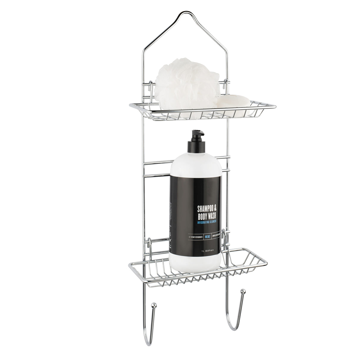 Support de douche chrome avec paniers réglables