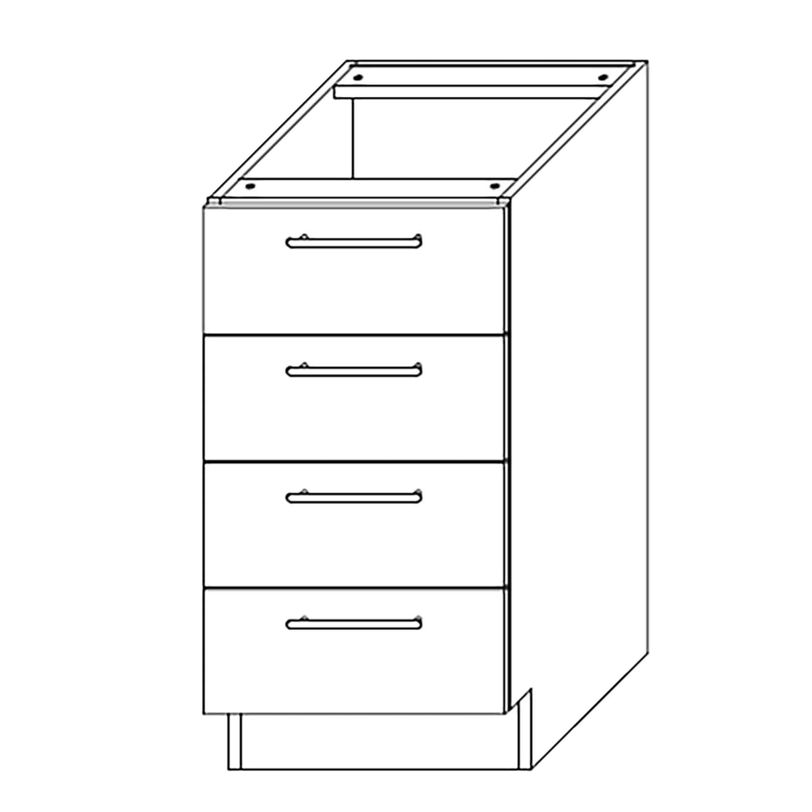 Caisson bas d'armoire 4 tiroirs, 18'', noir mat