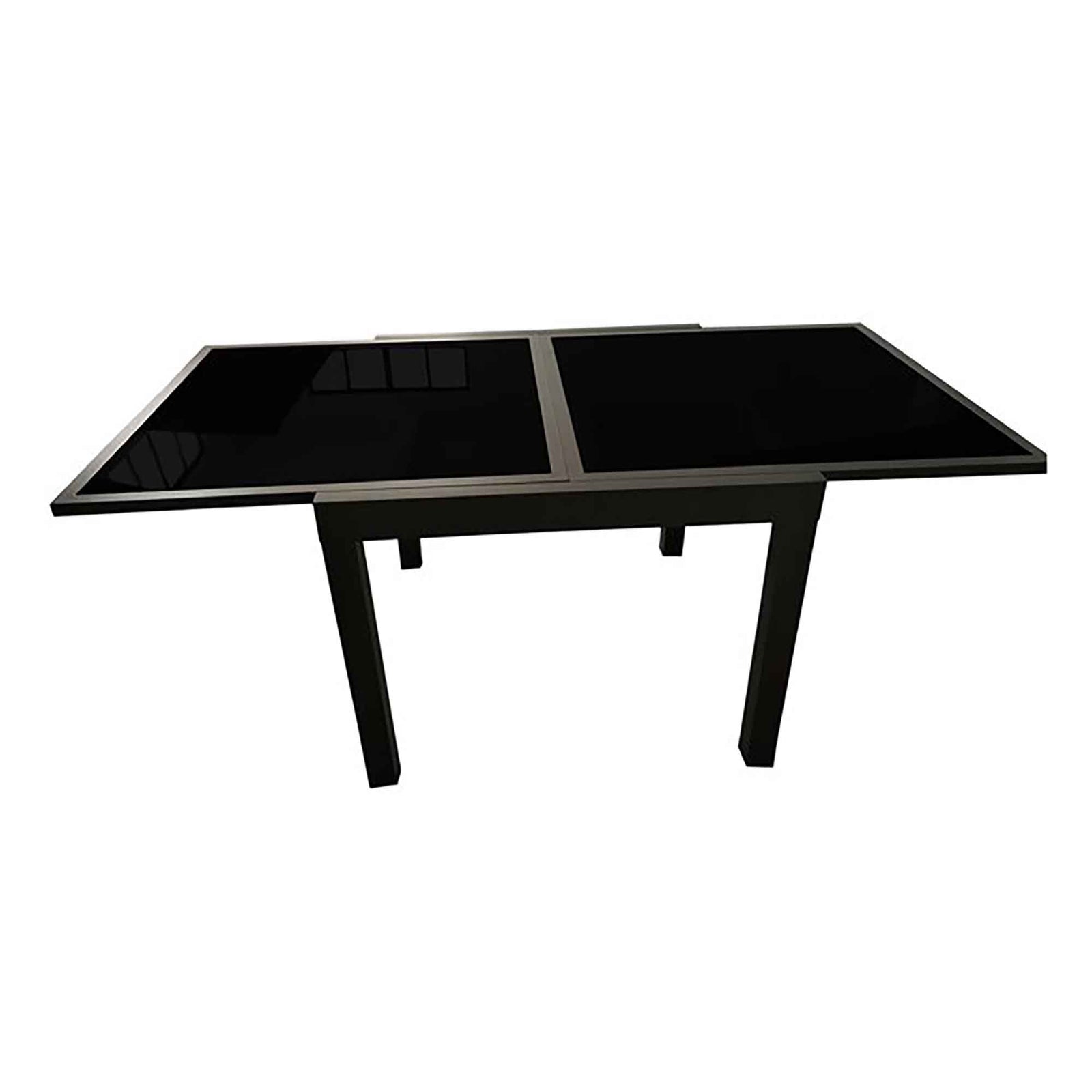 Table extensible noire en aluminium et en verre, 35'' x 35'' -70''