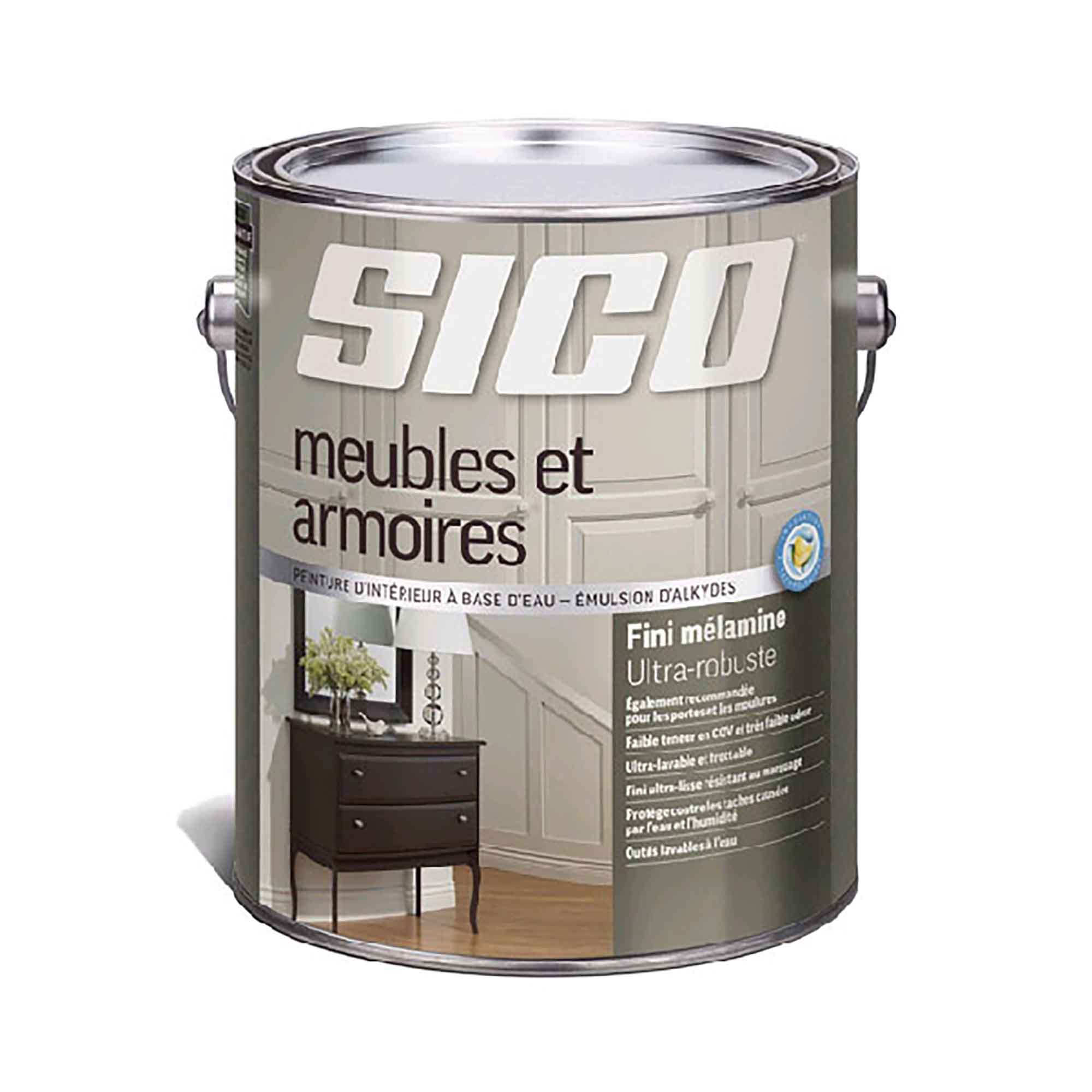 Peinture au latex intérieure mélamine et meubles, blanc pur, 3,78 litres