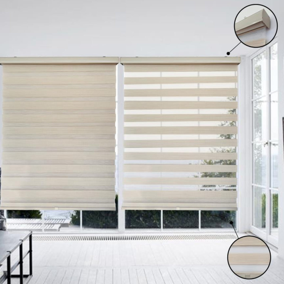Store alternée, sans cordon, beige, 22'' x 84''
