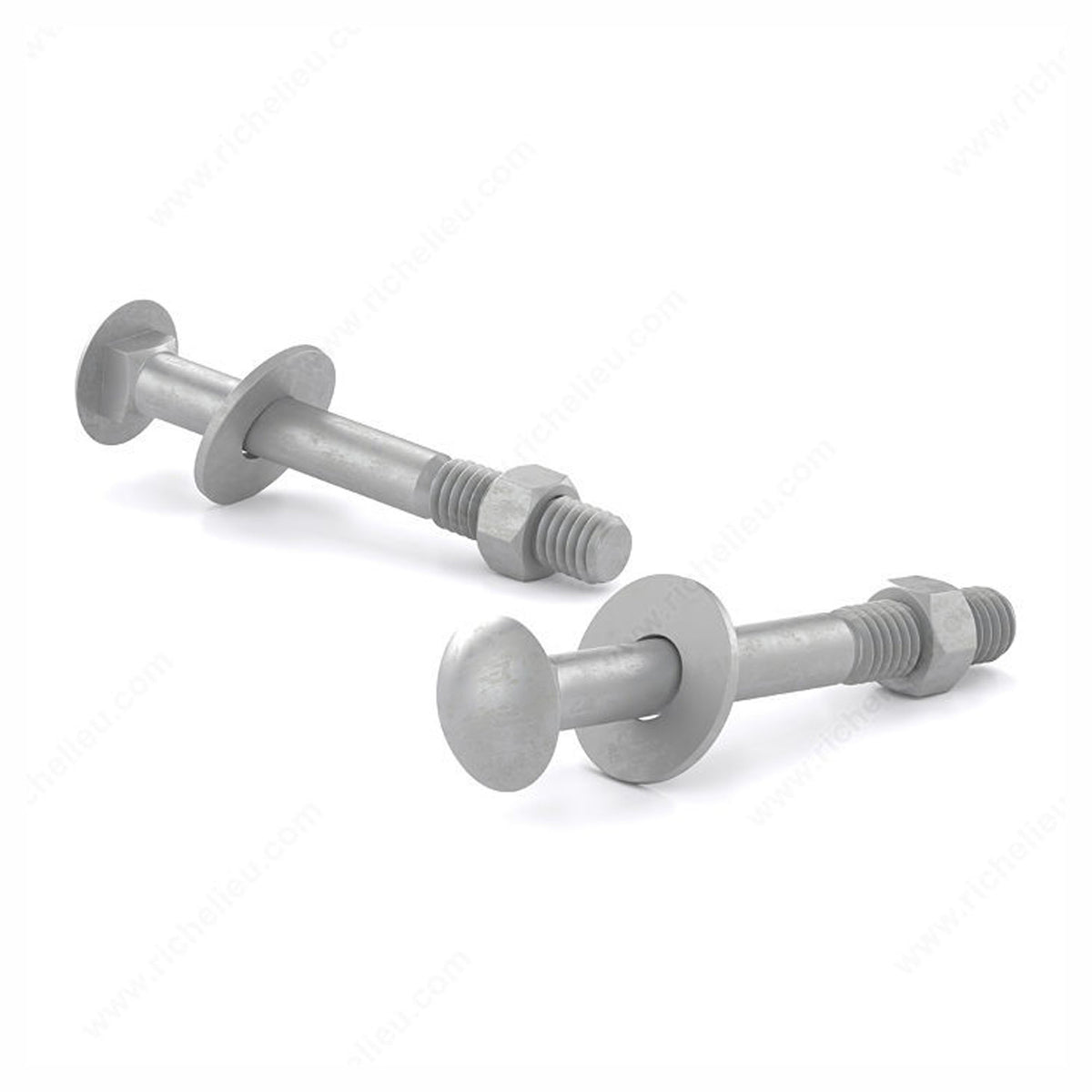 FF - Boulon de carrosserie, tête ronde avec écrou et rondelle, acier galvanisé à chaud, 1/2'' x 4'' (emballage de 2)