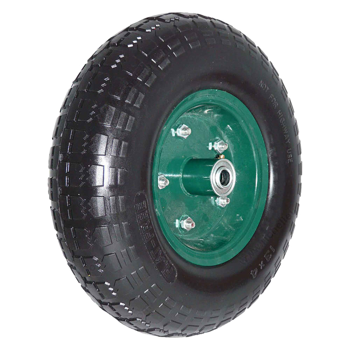 Roue increvable en métal décentré pneu à crampons, 13&#39;&#39;
