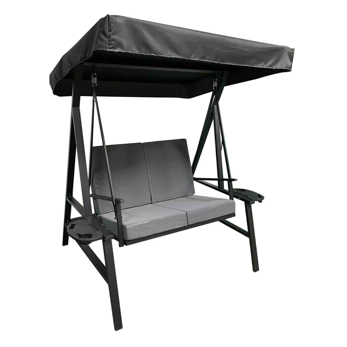 Balançoire double avec coussin et table d&#39;appoint rétractable