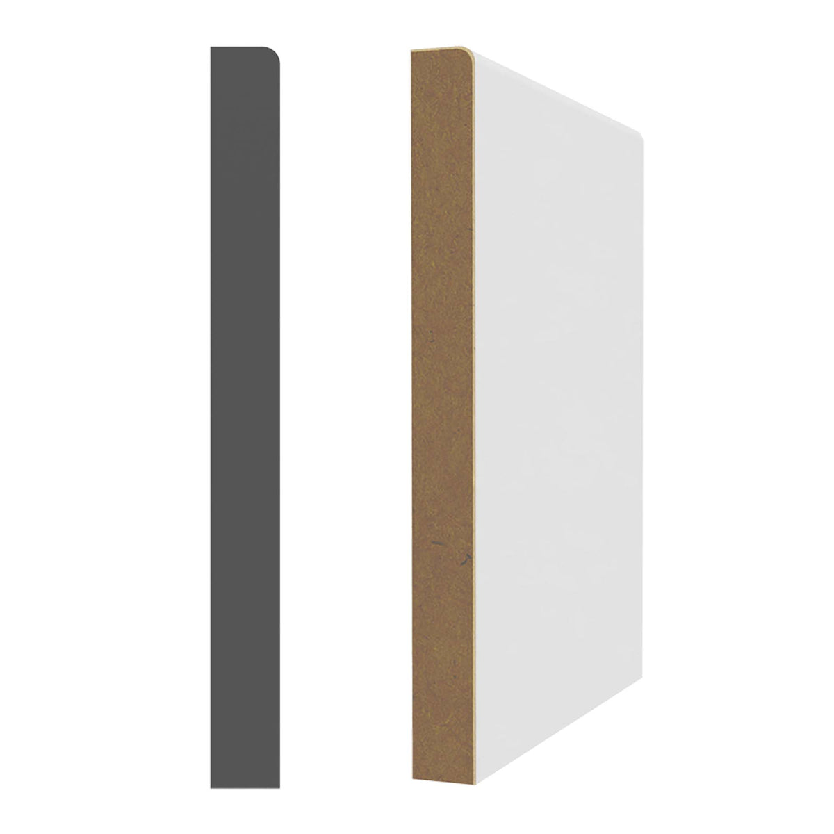 Plinthe en MDF avec apprêt blanc 1/2'' x 5'' x 8'