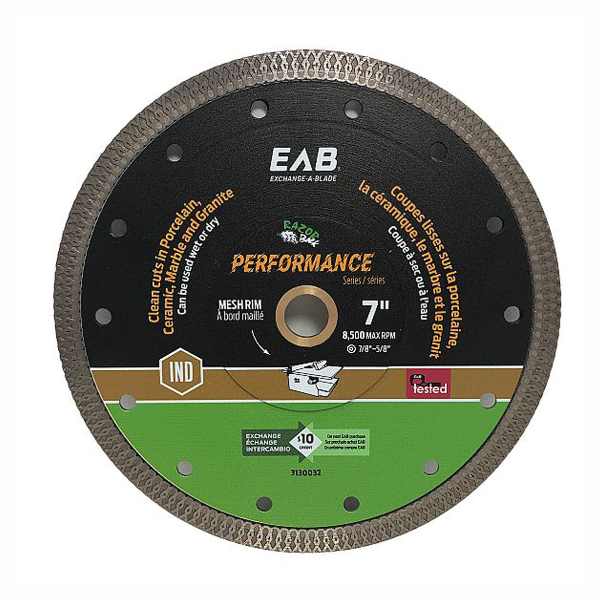 Lame de scie industrielle maillée au diamant pour la porcelaine, 7''