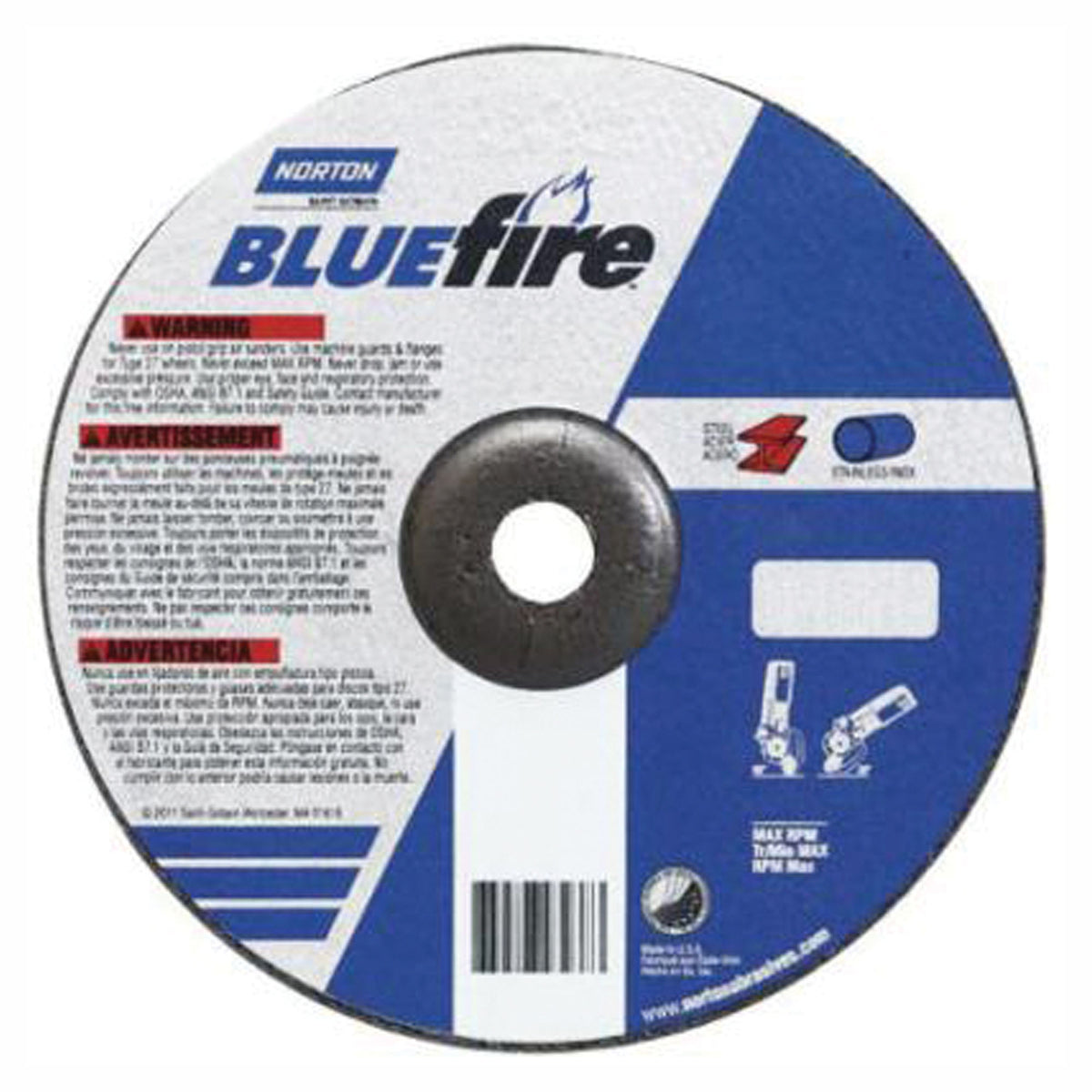 Meule à abrasive, moyeu déporté, T27, 4-1/2'' X1/4''X 7/8''