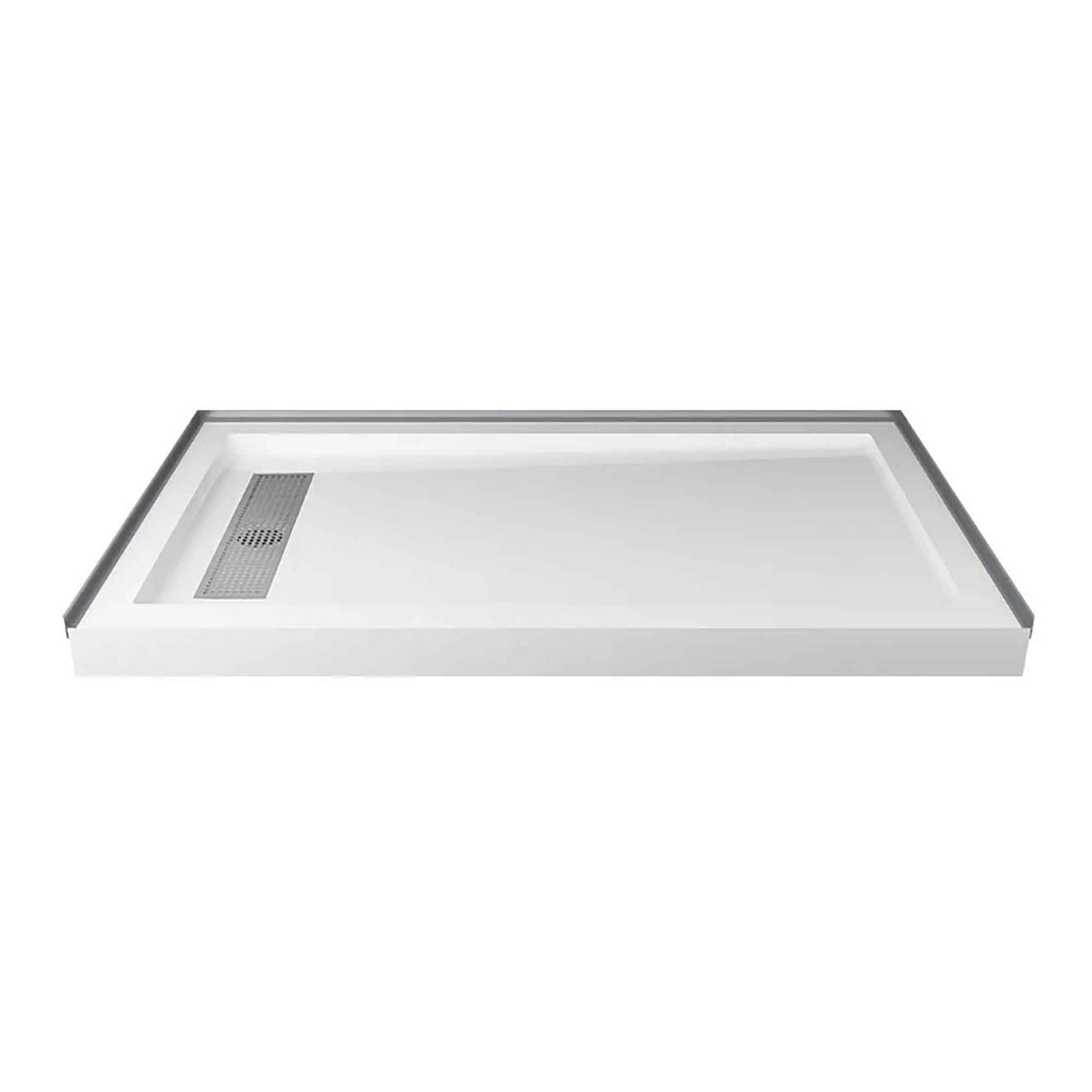 Base de douche drain linéaire, décentré, gauche, 60'' x 36''