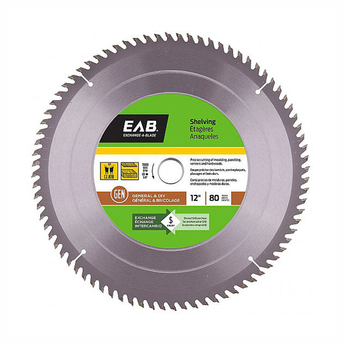  Lame de scie au carbure pour étagères, 12'' x 80 dents