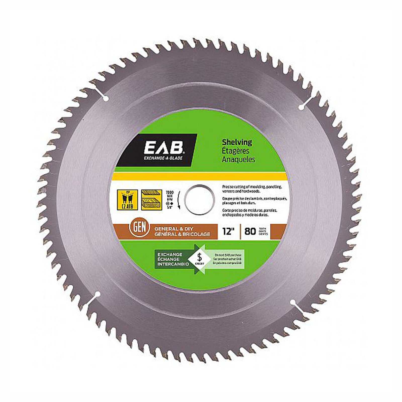  Lame de scie au carbure pour étagères, 12'' x 80 dents