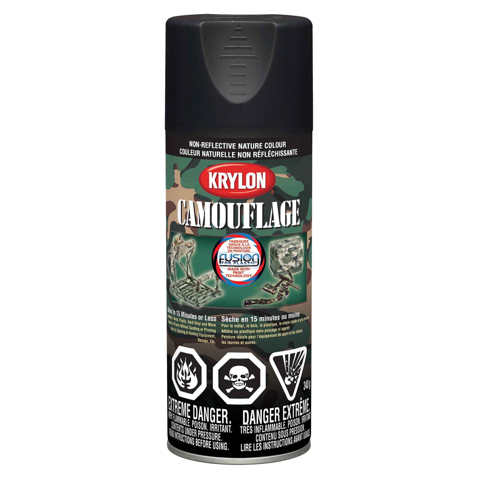 Krylon peinture aérosol de camouflage noir mat, 340 g