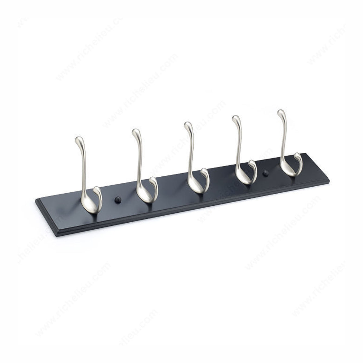 Plaque avec 5 crochets, noire, 24''