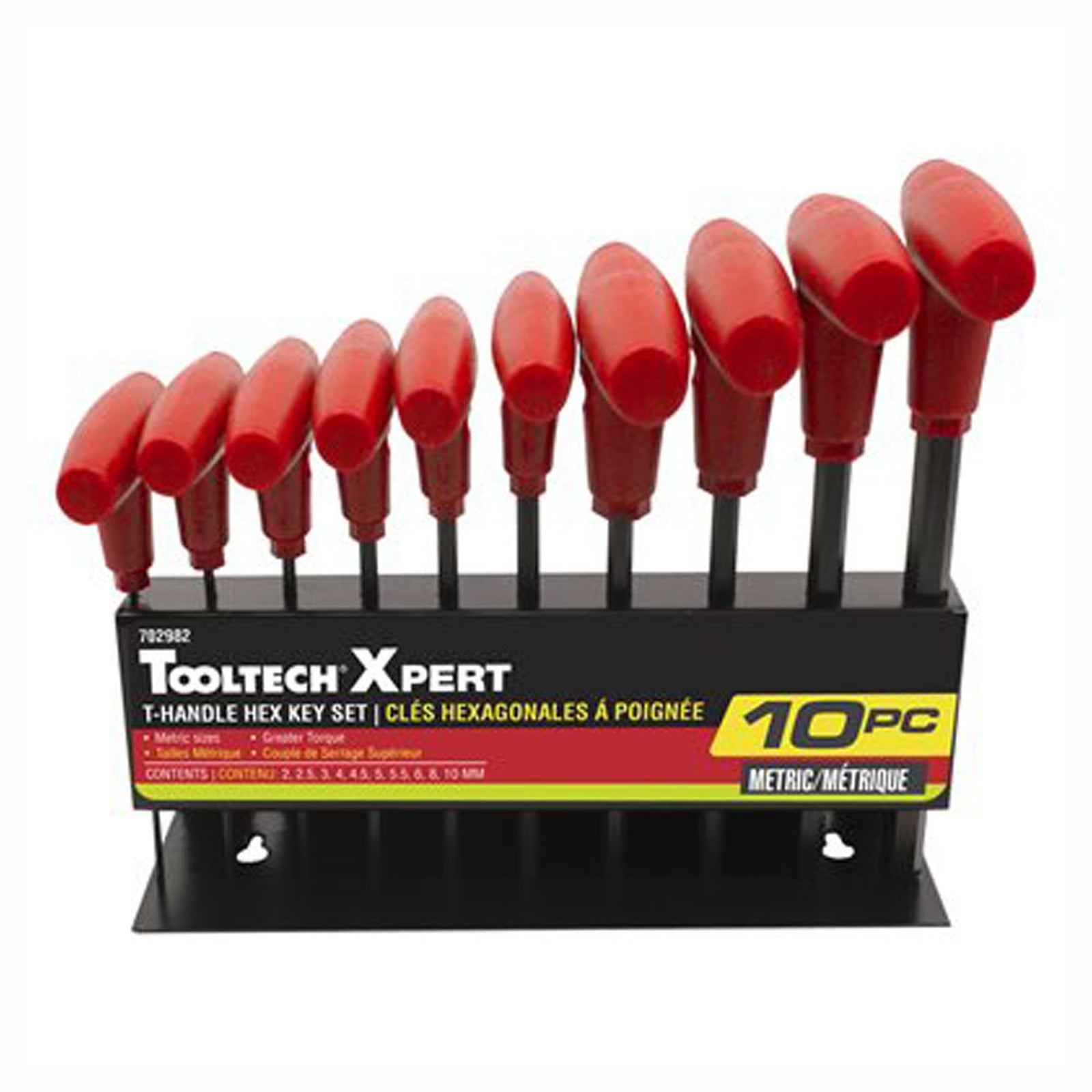 Ensemble de 10 clés hexagonales avec poignée en T, métrique