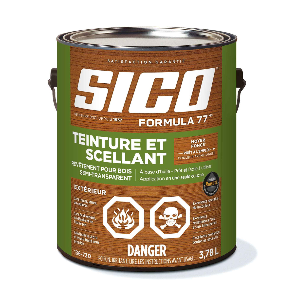 Teinture extérieure Formula 77, noyer foncé, 3,78 litres