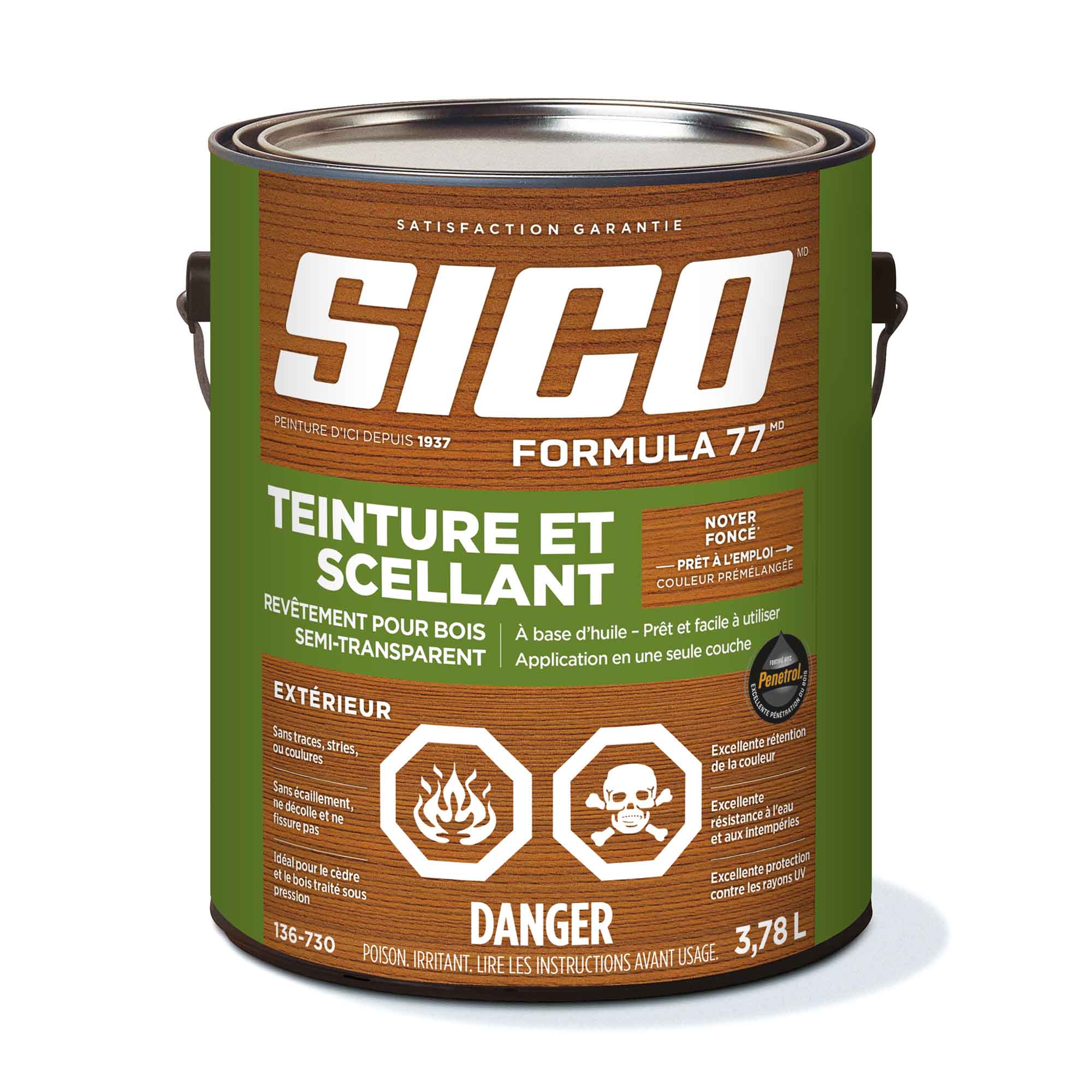 Teinture extérieure Formula 77, noyer foncé, 3,78 litres