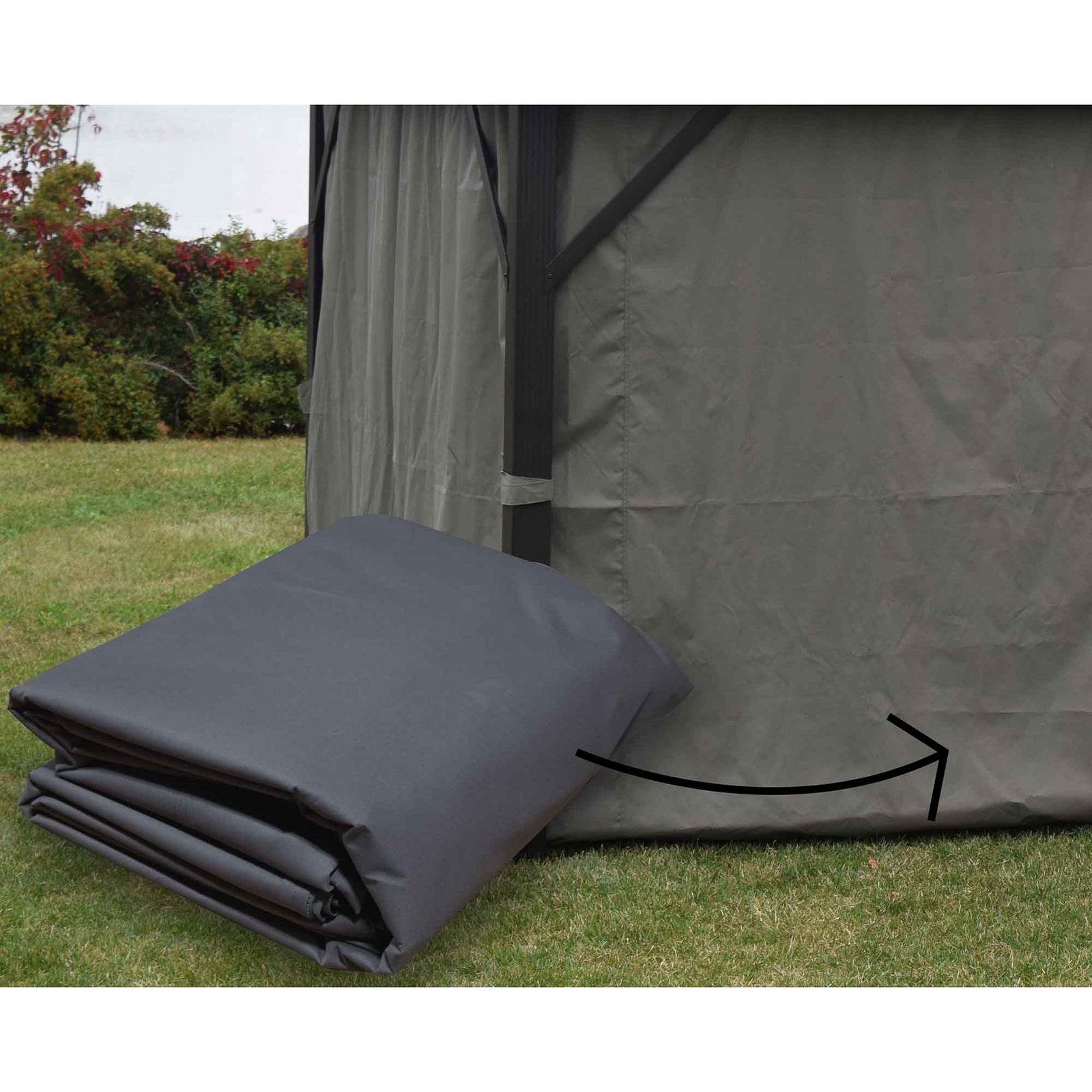 Rideau gris double attache pour gazebo, 10'x10' 